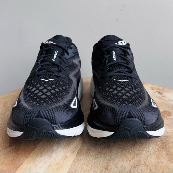 Hoka One Shoes Men 9.5D Clifton 9 Black White Running Shoes Walking Comfort - Picture 7 of 15